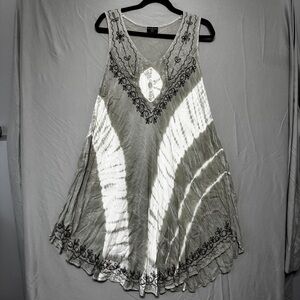 Shiva Fashions Womens Embroidered Beach Dress Grey Coverup Resortwear Vacation